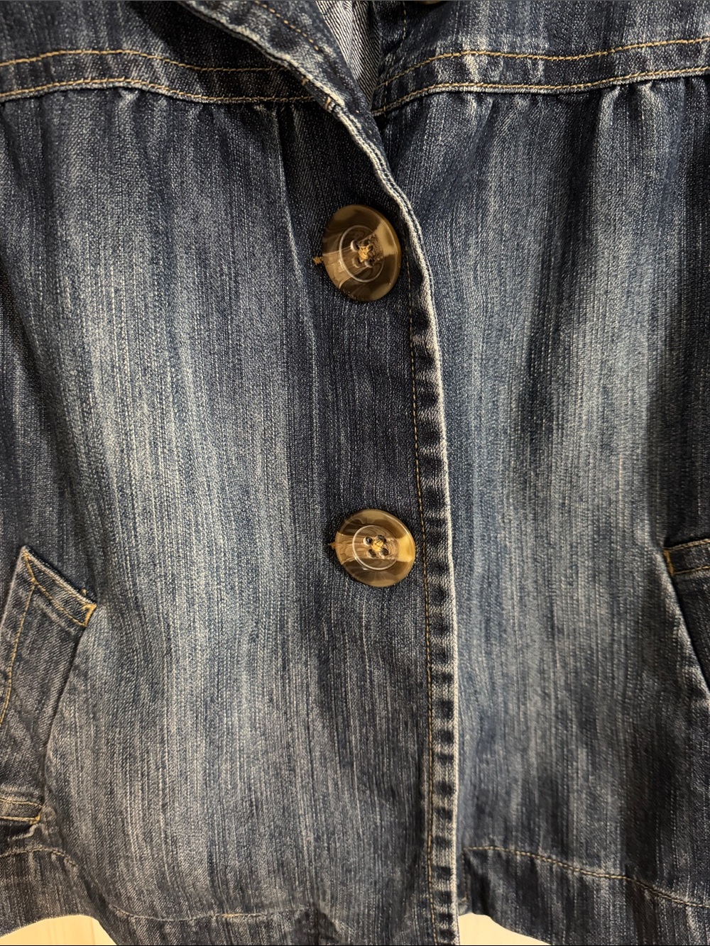 L.A. Blues Women's Dark Blue Denim Jacket with Large Buttons - Picture 5 of 6